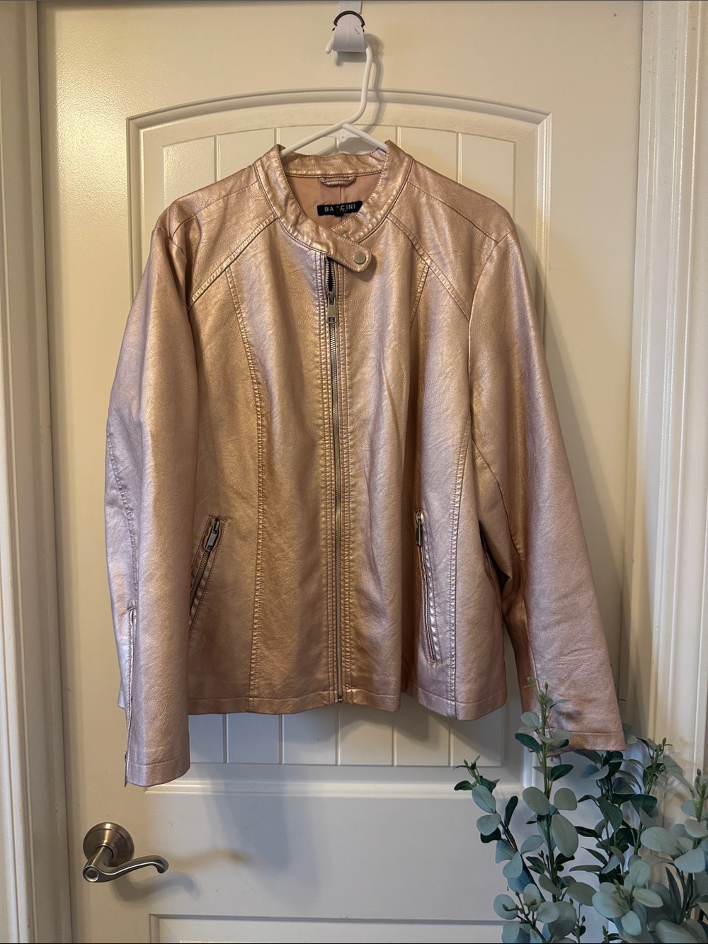 Baccini Metallic Rose Gold Moto Jacket